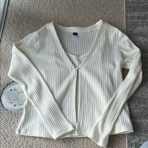 Cream Ribbed Cardigan